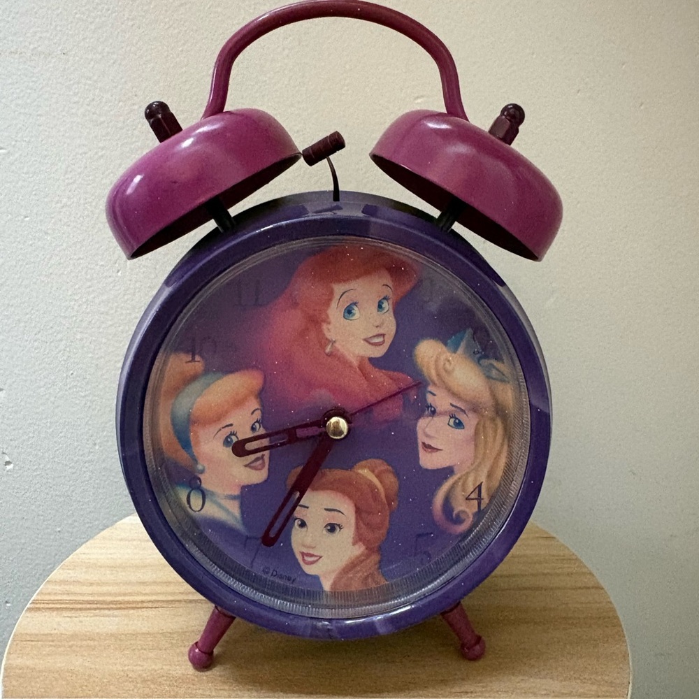 Disney Purple and Pink Princess Twin Bell Alarm Clock